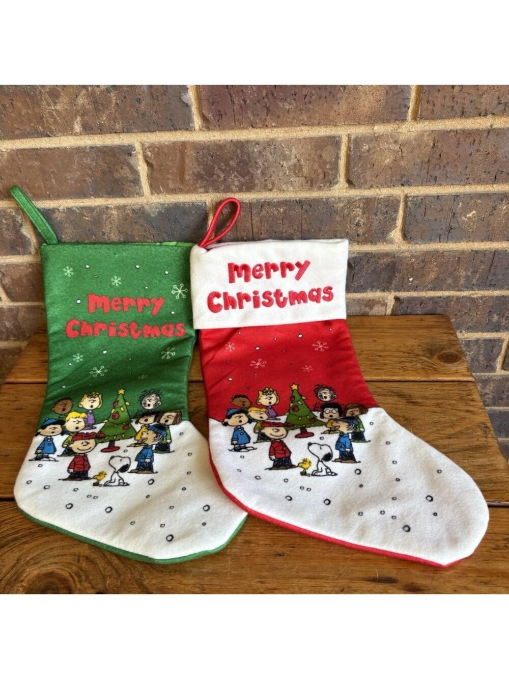 Peanuts Felt Christmas Stockings Charlie Brown And The Gang Set Of 2